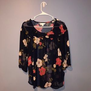 LAUREN CONRAD Transparent 3/4 Sleeve Blouse